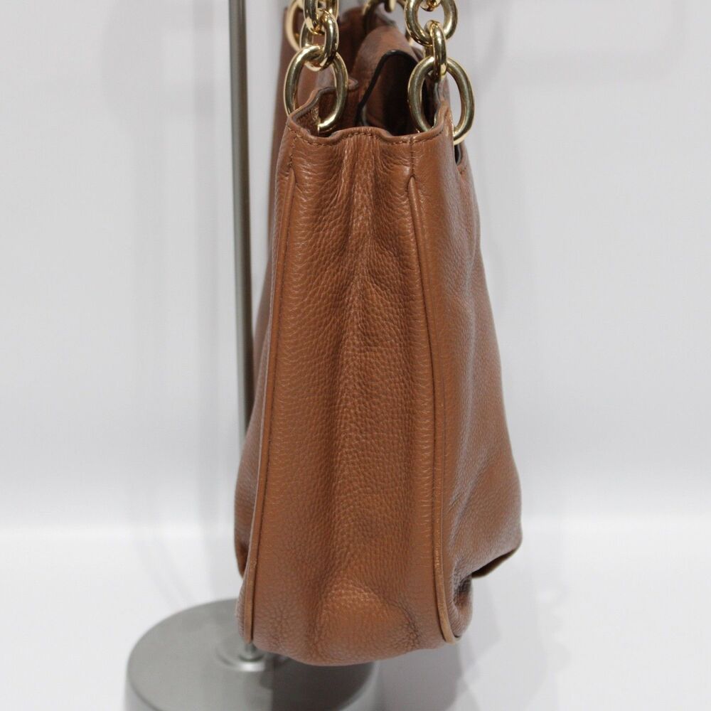 Michael Kors Fulton Gold Chain Brown Leather Shoulder Bag 14" x 8" x 4" (P1) - Picture 8 of 16